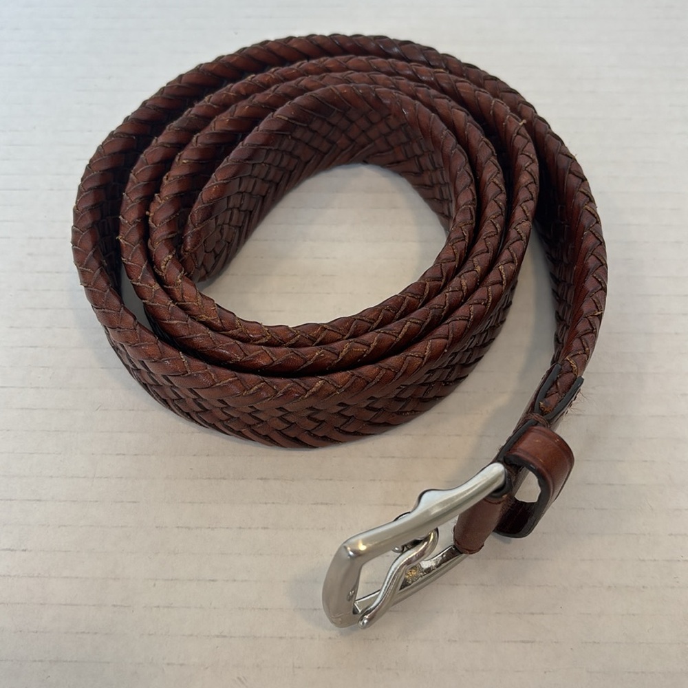 Coach Men's Brown Leather Braided Belt w/Silver Buckle Size 40 - Picture 3 of 6